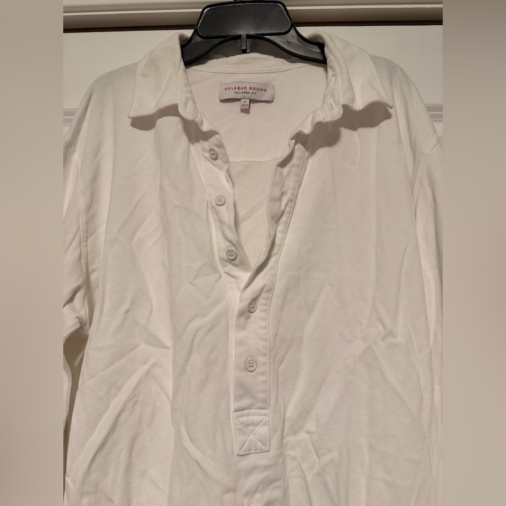 Orlebar Brown Classic White Button-Up Long Sleeve Polo Shirt